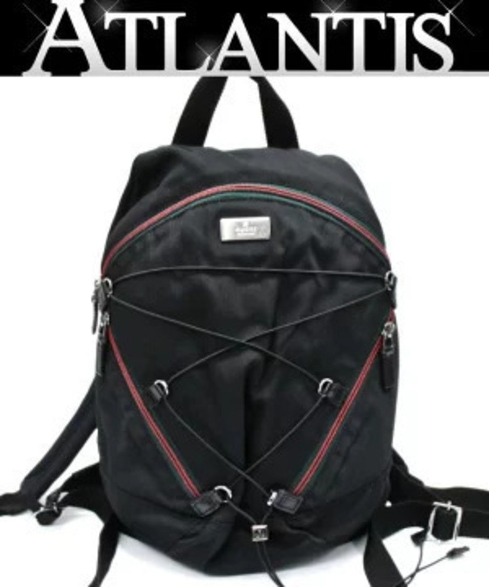Gucci Sherry Backpack Rucksack Daybag Canvas Black